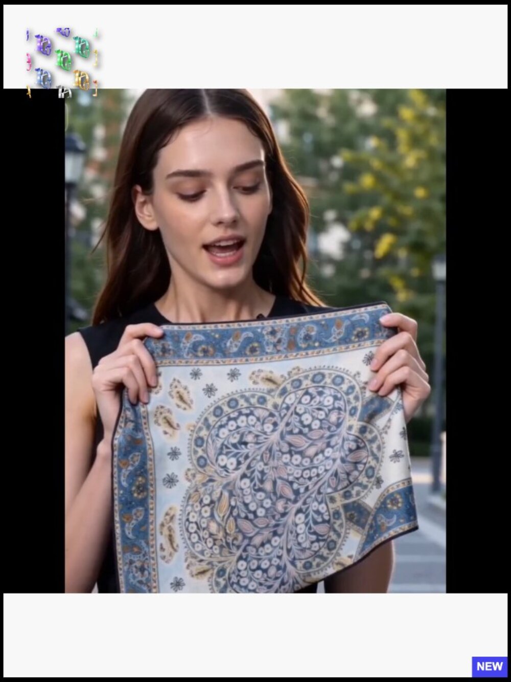 Square Silk Wool Blend Scarf Lightweight Printed Wrap - Picture 7 of 7